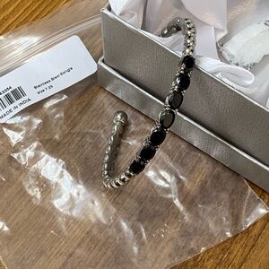 Thai Black Spinel Cuff Bracelet New